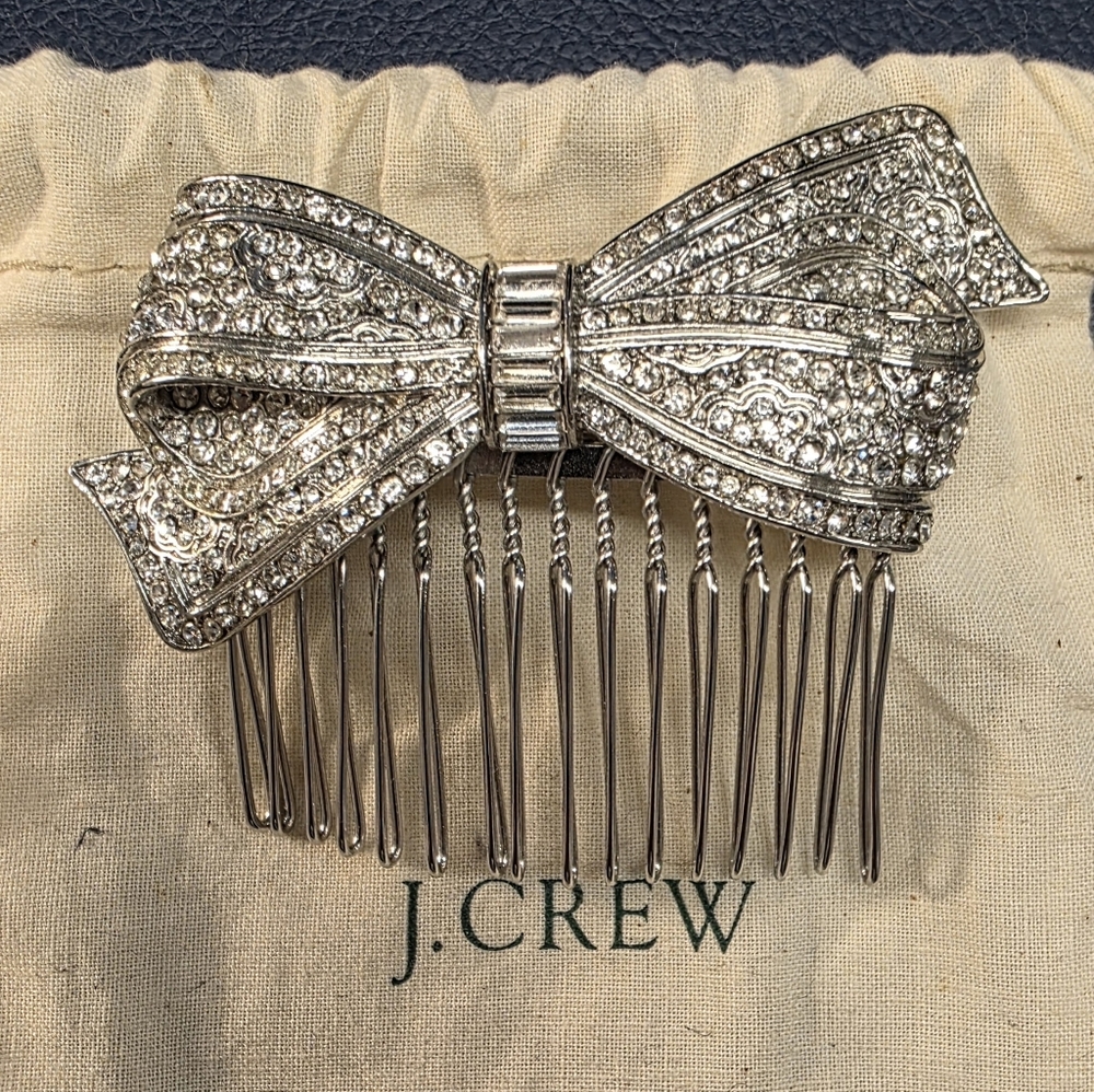 J. Crew Bow Hair Comb Vintage Wedding Sparkle Rhinestone
